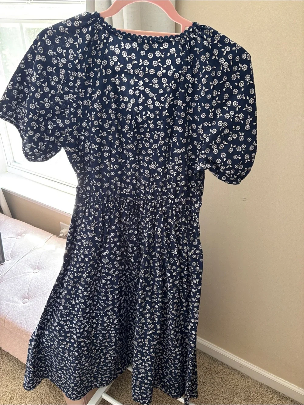 J. Crew Navy and White Floral Midi Dress